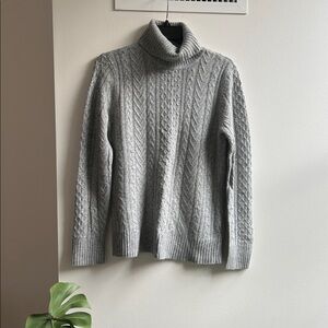 Charter Club Wool Gray Cable Knit Turtleneck Sweater